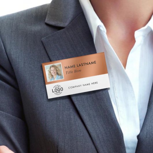 Quadratische Foto-Logo-Imitate Kupfer weiß Magnesi Namenschild