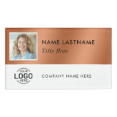 Quadratische Foto-Logo-Imitate Kupfer weiß Magnesi Namenschild (Vorderseite)