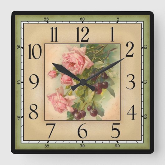 Quadratische Gerahmte Blume Wanduhr (Vorderseite)