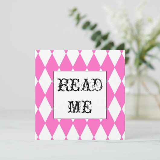 Quadratische Harlekin-Alice-Einladung Einladung (Stehend Vorderseite)