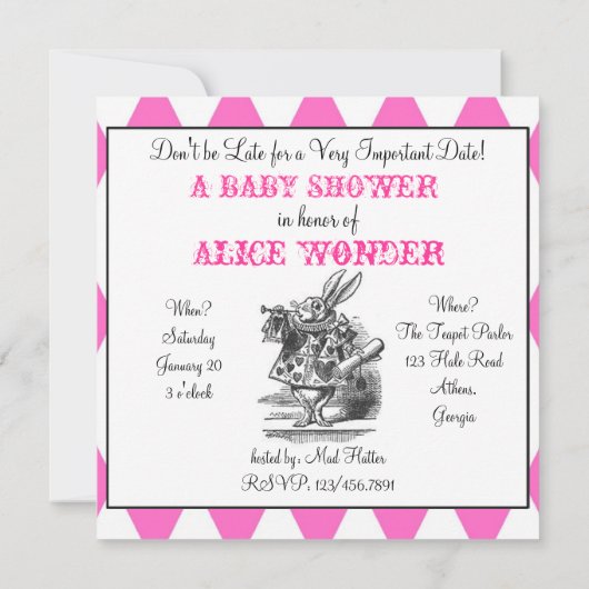 Quadratische Harlekin-Alice-Einladung Einladung (Rückseite)