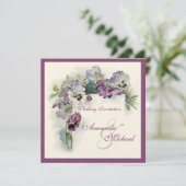 Quadratische Hochzeitseinladung des lila Einladung (Stehend Vorderseite)