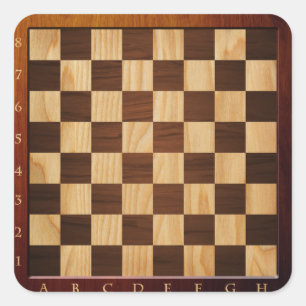 Quadratische hölzerne Schach-Set Aufkleber