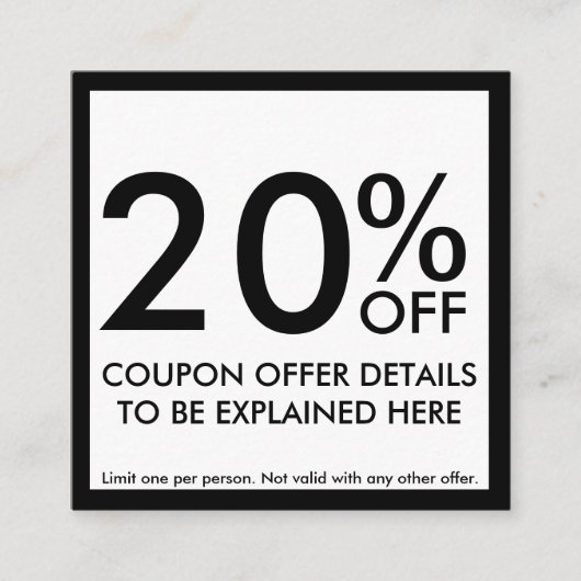 quadratische Kuponkarte Rabattkarte (Vorderseite)