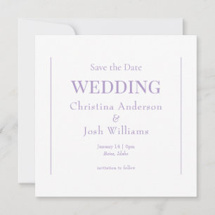 Quadratische Lavendel-Hochzeit Save the Date Einladung