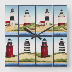 Quadratische Leuchtturm-Wanduhr Wanduhr