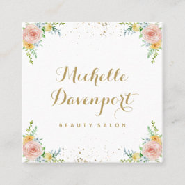 Quadratische mit BlumenVisitenkarte des Aquarells Visitenkarte