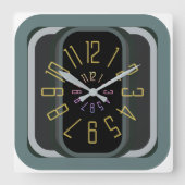 quadratische moderne Retro-Wanduhr Quadratische Wanduhr (Vorderseite)