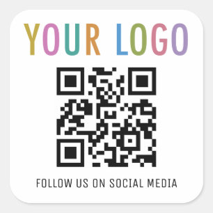 Quadratische QR-Code-Aufkleber mit Logo Social Med Quadratischer Aufkleber