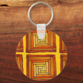 quadratische Retrografik Deko braunes Muster Schlüsselanhänger (Vorderseite)