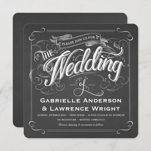 Quadratische rustikale einladung (Vorne/Hinten)