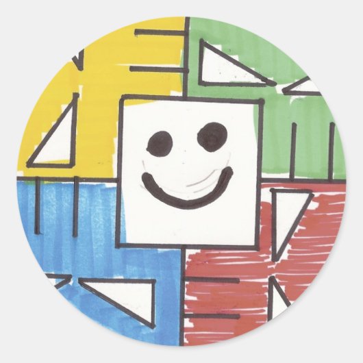 Quadratische Schädel Runder Aufkleber (Vorderseite)