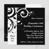Quadratische Schwarz-Weiß-Umdrehung Party Einladun Einladung (Vorne/Hinten)