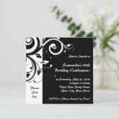 Quadratische Schwarz-Weiß-Umdrehung Party Einladun Einladung (Stehend Vorderseite)