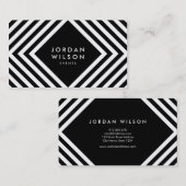 Quadratische Schwarzweiss-Linien Minimalistisches Visitenkarte (Vorne/Hinten)