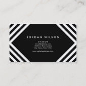 Quadratische Schwarzweiss-Linien Minimalistisches Visitenkarte (Rückseite)