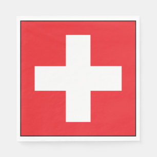 Quadratische Schweizer Flaggen-Papierservietten Serviette