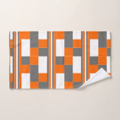 Quadratische Streifen Orange Grau Weiß Muster Badhandtuch Set (Handtuch)