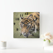 Quadratische Tiger-Uhr Wanduhr (Zuhause)