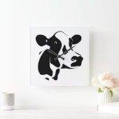 Quadratische Uhr-Kuh Quadratische Wanduhr (Zuhause)