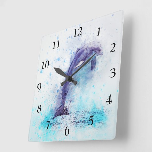 Quadratische Uhr mit einem schönen Delphin (Winkel)