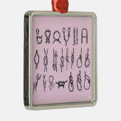 Quadratische Verzierung mit Knoten Silbernes Ornament (Rechts)