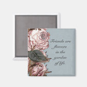 Quadratische Vintage Rose Grenze - Magnet (Vorderseite/Rückseite)
