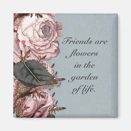Quadratische Vintage Rose Grenze - Magnet (Vorne)
