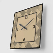quadratische Wall-Uhr mit tan diagonaler Kachel Quadratische Wanduhr (Winkel)