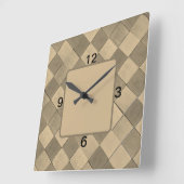 quadratische Wall-Uhr mit tan diagonaler Kachel Wanduhr (Winkel)