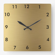 Quadratische Wanduhr-Goldfarbe