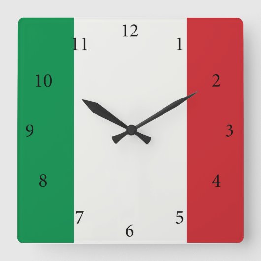 Quadratische Wanduhr Italien Fahne (Vorderseite)
