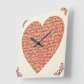  Quadratische Wanduhr LOVE (Winkel)