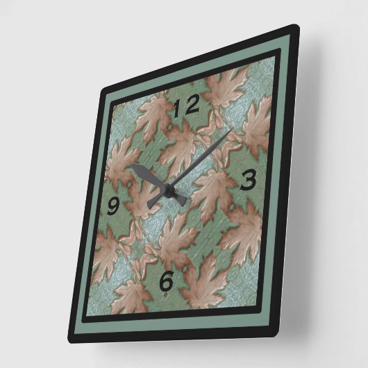 quadratische Wanduhr mit Ahorn-Blätter (Winkel)