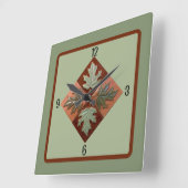 quadratische Wanduhr mit Ahorn-Blätter (Winkel)