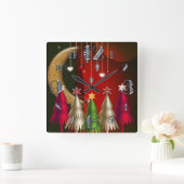 Quadratische Weihnachtsbaum-und Flitter-Uhr Wanduhr (Zuhause)