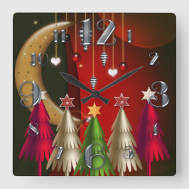 Quadratische Weihnachtsbaum-und Flitter-Uhr Wanduhr