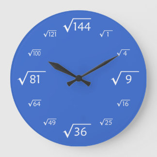 quadratische Wurzelhalterung (blau/weiß) Große Wanduhr