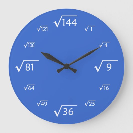 quadratische Wurzelhalterung (blau/weiß) Große Wanduhr (Vorderseite)