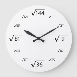 quadratische Wurzelhalterung (weiß/schwarz) Große Wanduhr