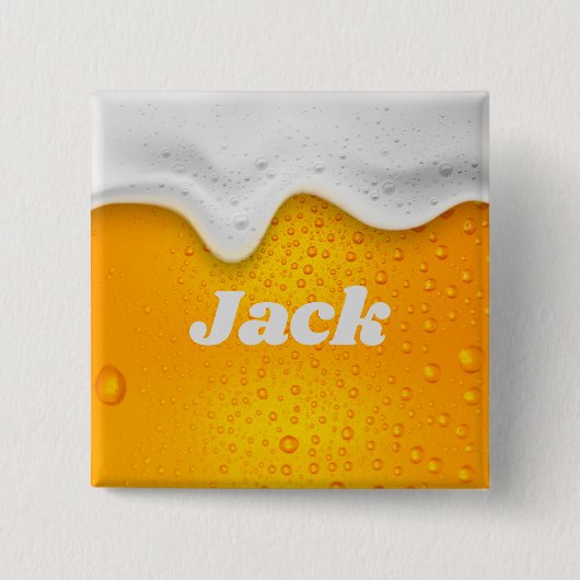 Quadratischer, anpassbarer Bierknopf Button (Vorderseite)