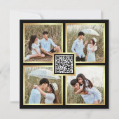 Quadratischer Art Deco Rahmen Schwarz Gold QR Code Save The Date (Rückseite)
