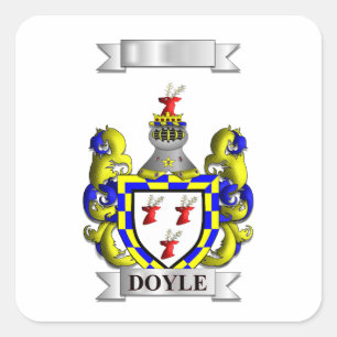 Quadratischer Aufkleber Doyle Nachname und Wappen