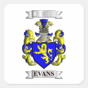 Quadratischer Aufkleber Evans Familienname und Sch