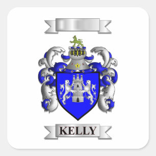 Quadratischer Aufkleber Kelly Nachname und Schild