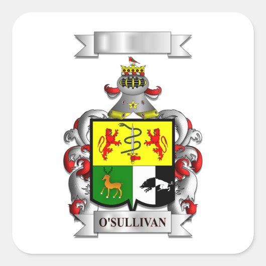 Quadratischer Aufkleber O'Sullivan Nachname und Sc (Vorderseite)
