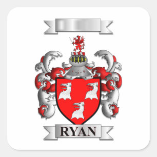 Quadratischer Aufkleber Ryan Nachname und Schild