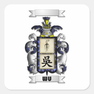 Quadratischer Aufkleber Wu Nachname und Schild