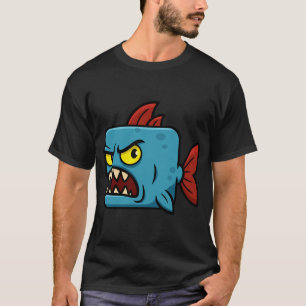 Quadratischer blauer Piranha T-Shirt