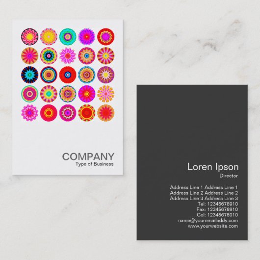Quadratischer bunter Mandalas des Foto-091 - 25 Visitenkarte (Vorne/Hinten)